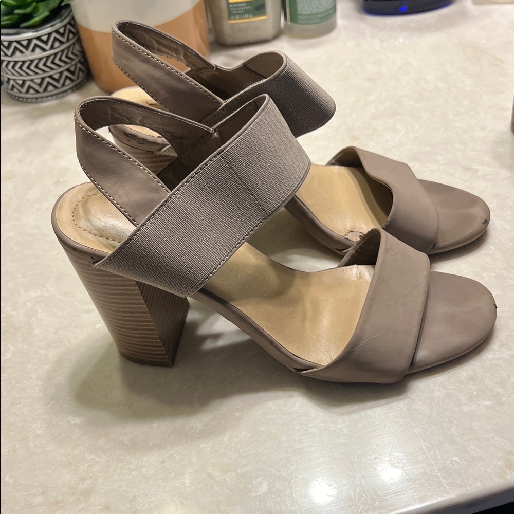 Cato Taupe Block Heel Sandals